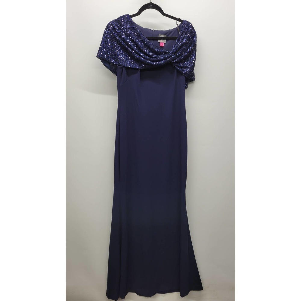 Vince Camuto Womens Sequin-Cape Dress